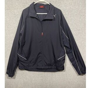 Puma Mens Full Zip Lightweight Jacket Navy Blue Athletic Casual Outerwear Size L